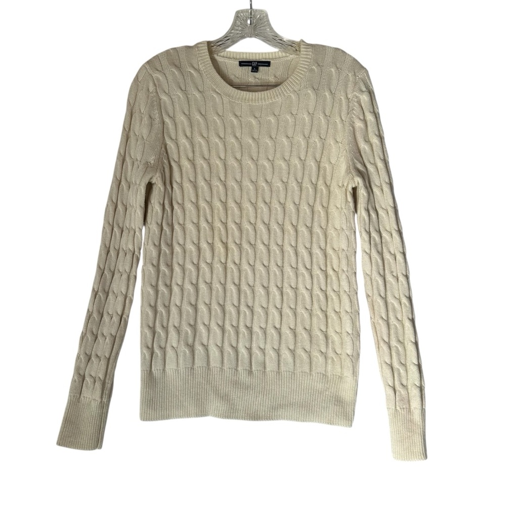 GAP Women's Angora Blend Ivory Cable Knit Sweater Size L